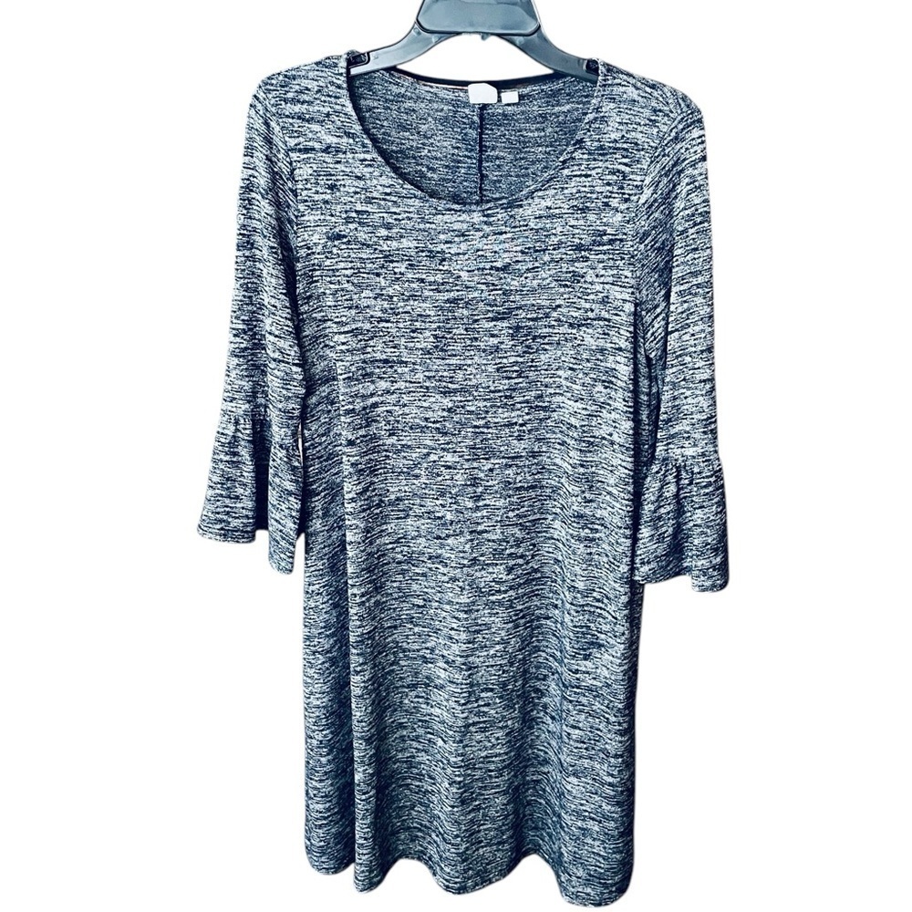 GAP women’s bell sleeve knee length stretch knit dress SZ M navy blue